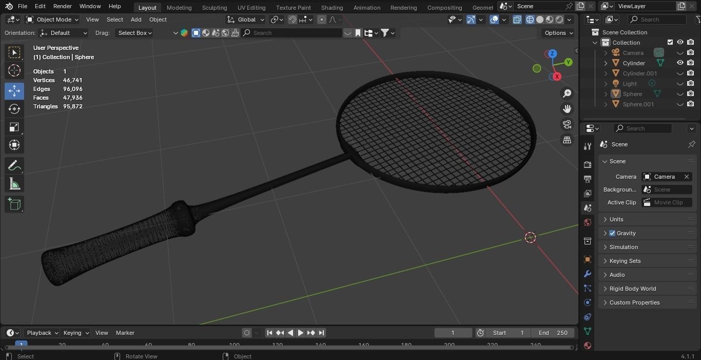 BADMINTON  Low-poly 3D model_5