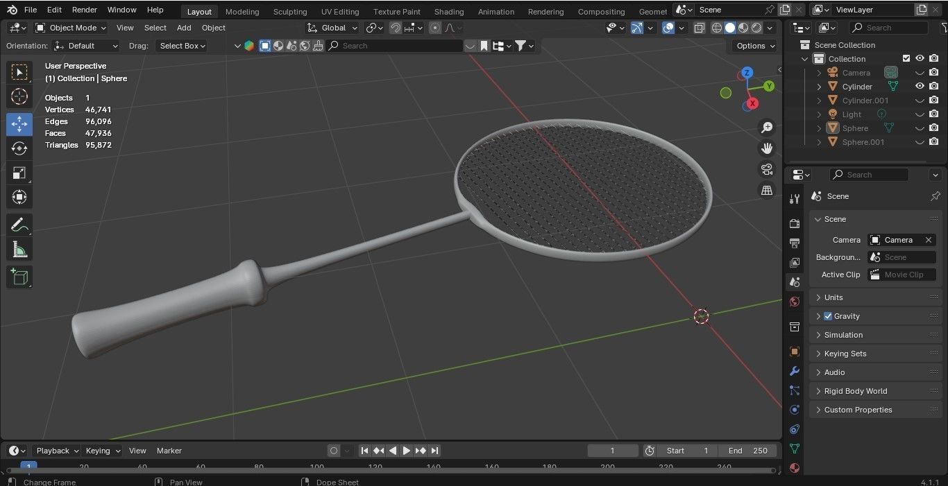BADMINTON  Low-poly 3D model_4