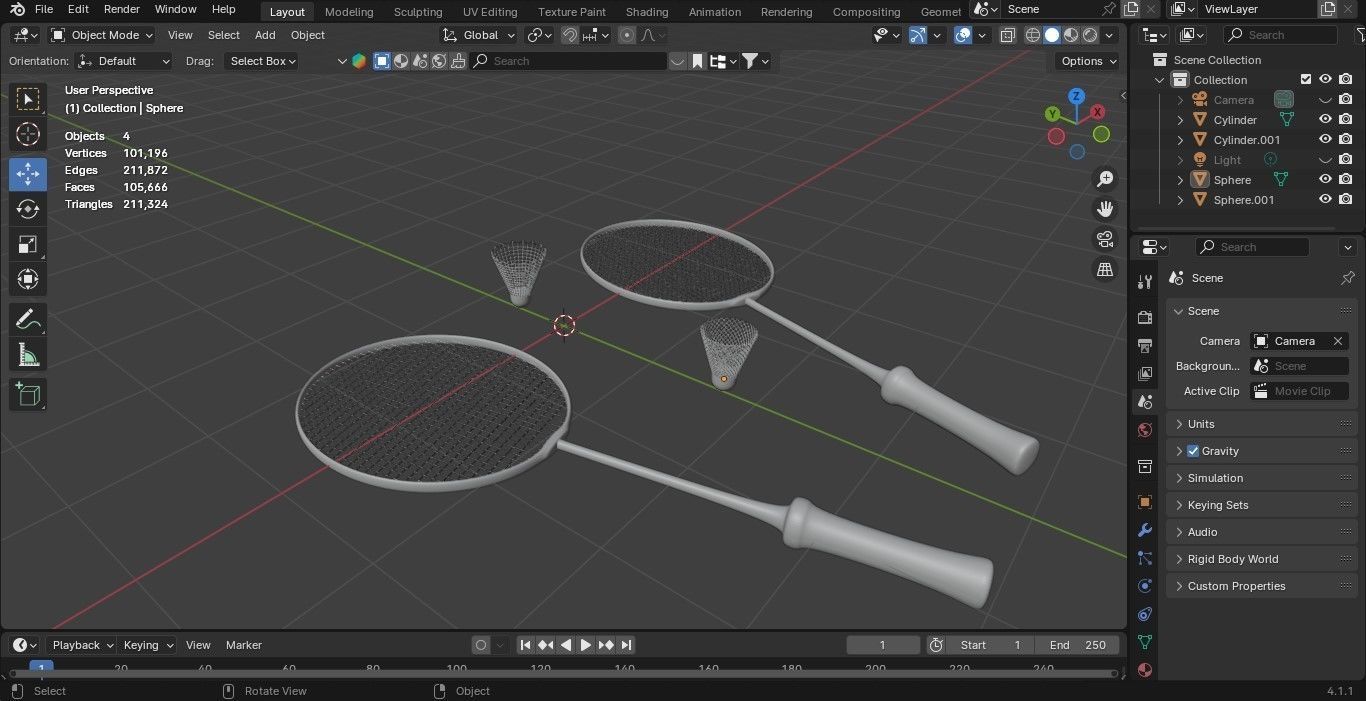 BADMINTON  Low-poly 3D model_1