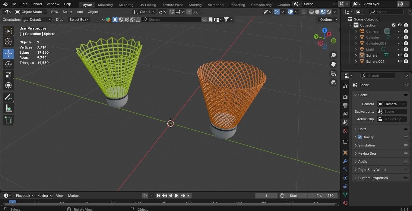 BADMINTON  Low-poly 3D model_6