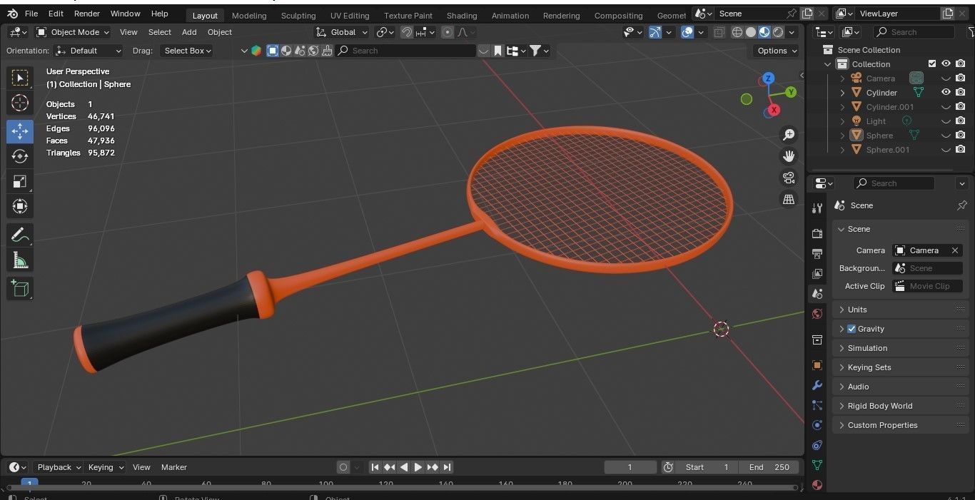 BADMINTON  Low-poly 3D model_3