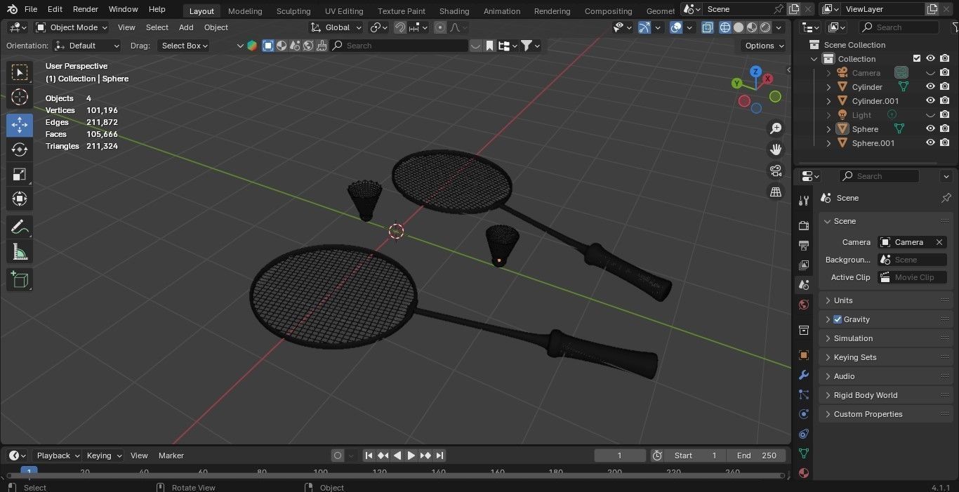 BADMINTON  Low-poly 3D model_2