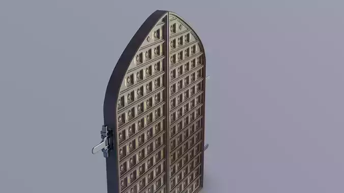 Old style wood grand gate 3D model