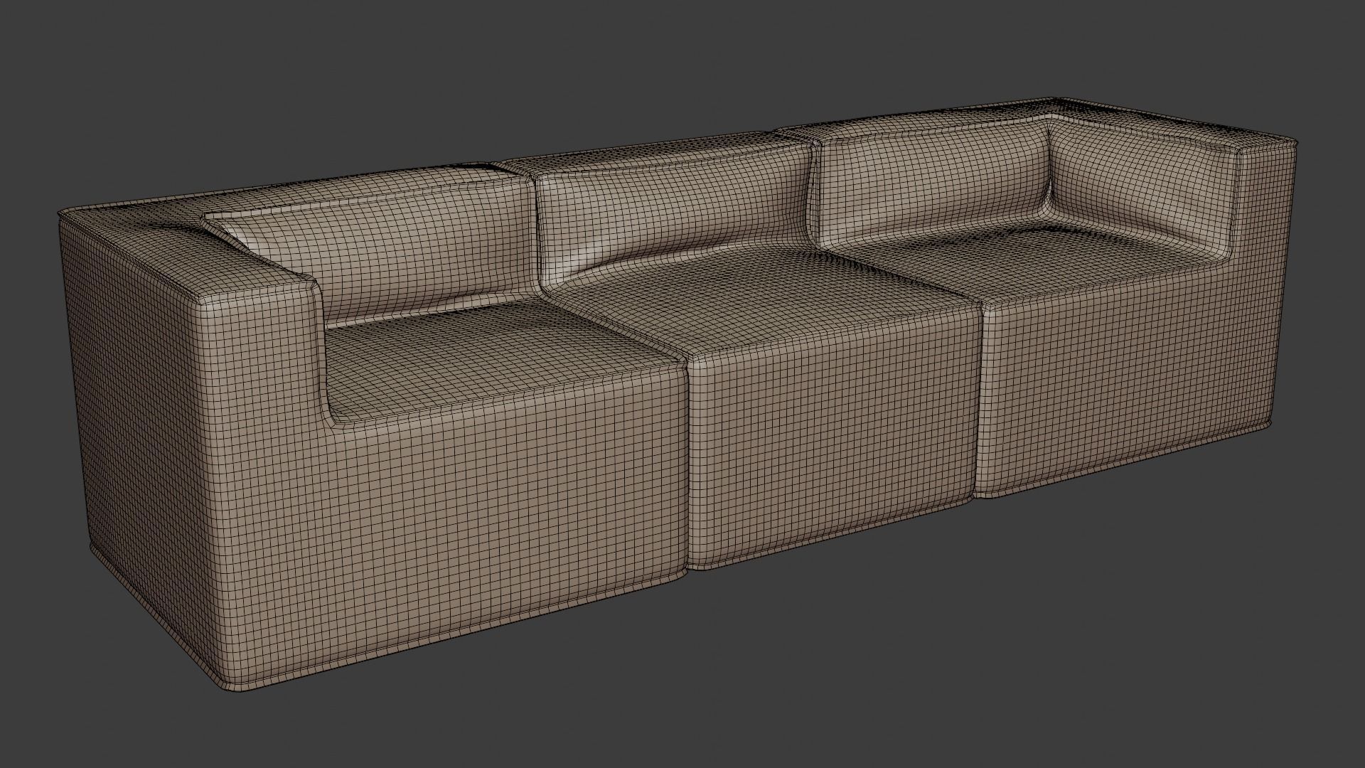 Sofa with simple lines in brown tones in a modern style 3D model_6