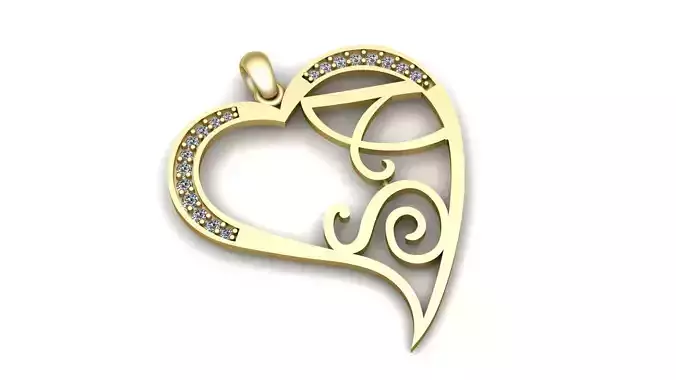 Stylish Heart Diamond Pendant 3d Printable Model