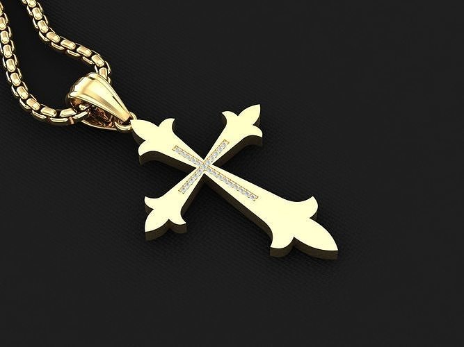 High Cross Pendant Light Gold 18K 3CP021 3D print model