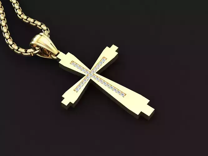 High Cross Pendant Light Gold 18K 3CP020 3D print model