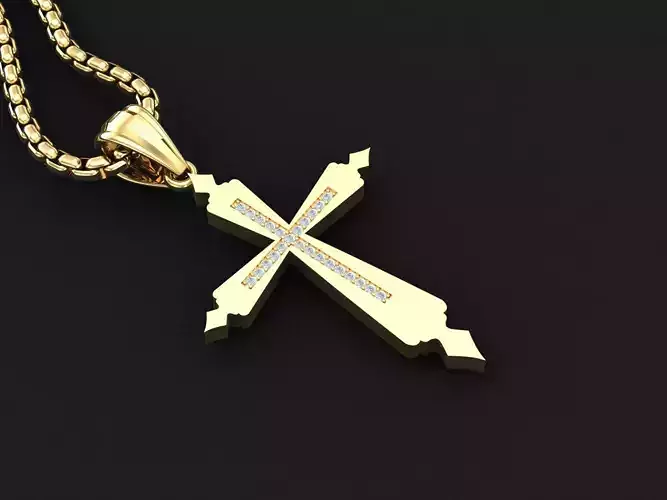 High Cross Pendant Light Gold 18K 3CP018 3D print model