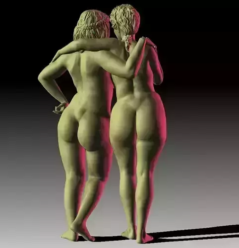 Two Nudists nude female figurine for 3D printing 3D print model
