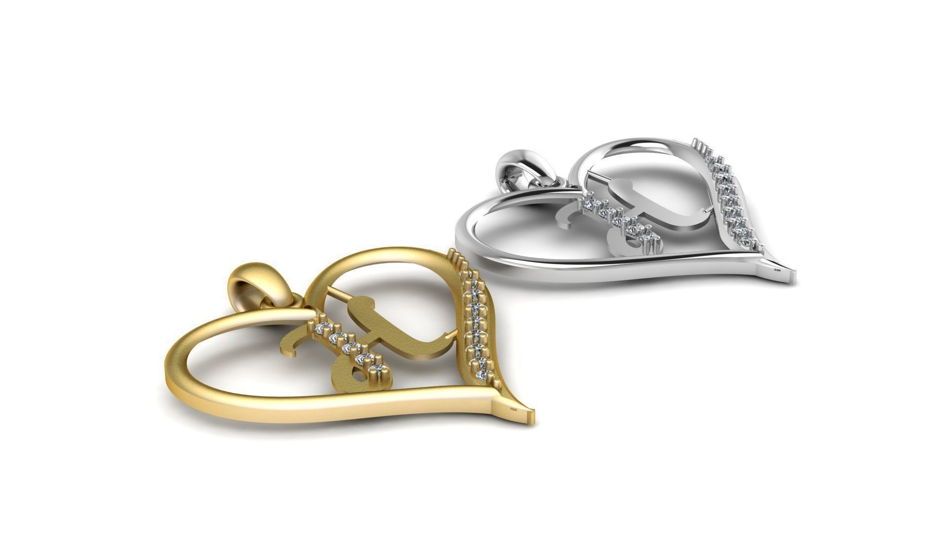 Alphabets Heart diamond Pendant 3d Printable Model 3D print model_3