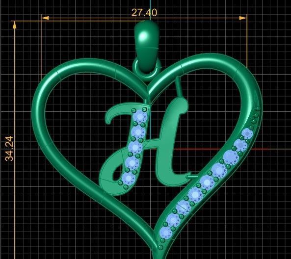 Alphabets Heart diamond Pendant 3d Printable Model 3D print model_6