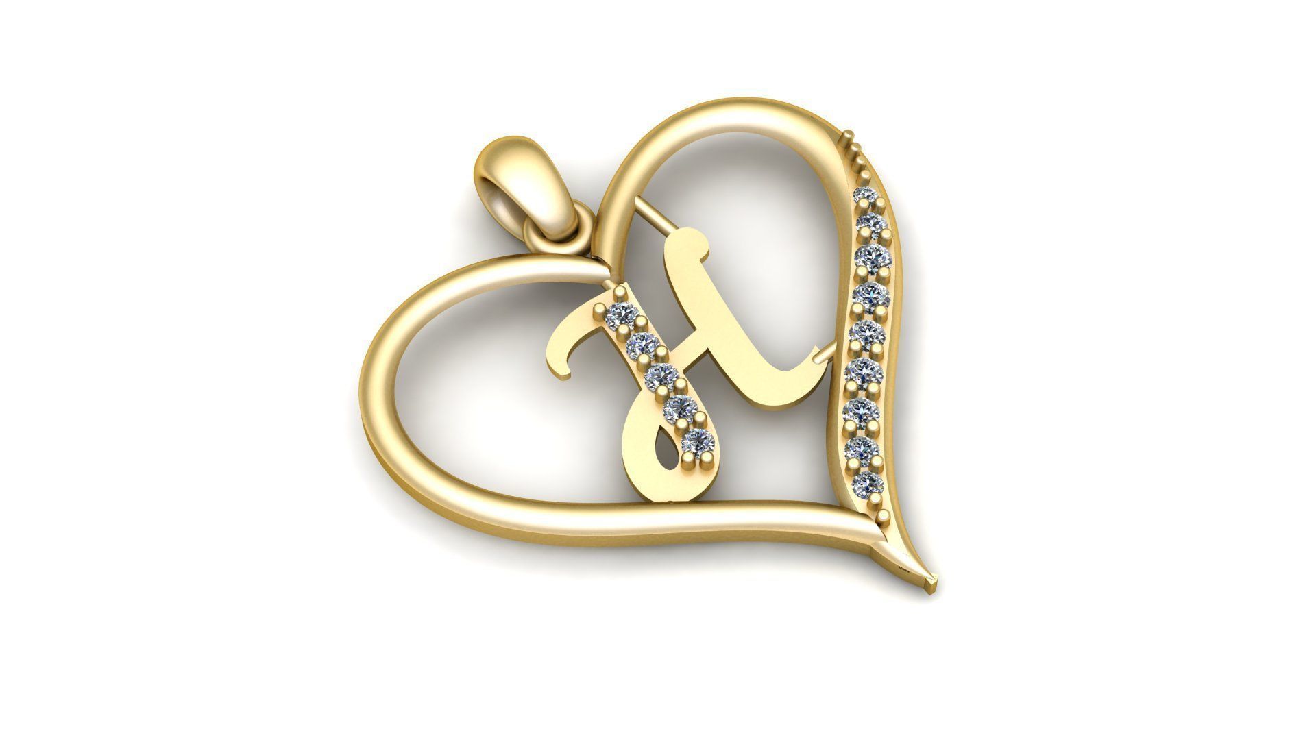 Alphabets Heart diamond Pendant 3d Printable Model 3D print model_1