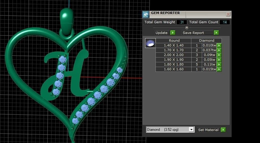 Alphabets Heart diamond Pendant 3d Printable Model 3D print model_5