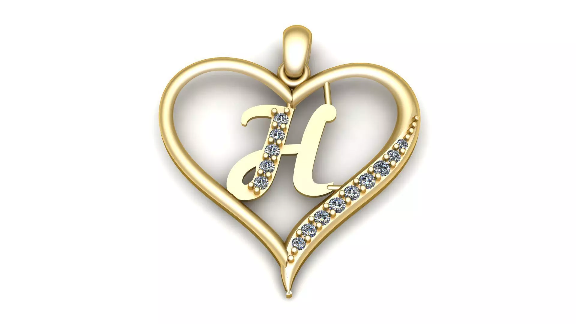 Alphabets Heart diamond Pendant 3d Printable Model 3D print model_0