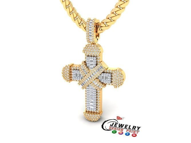 Custom Cross Diamond Pendant - Crucifixion Cross Necklace   3D print model