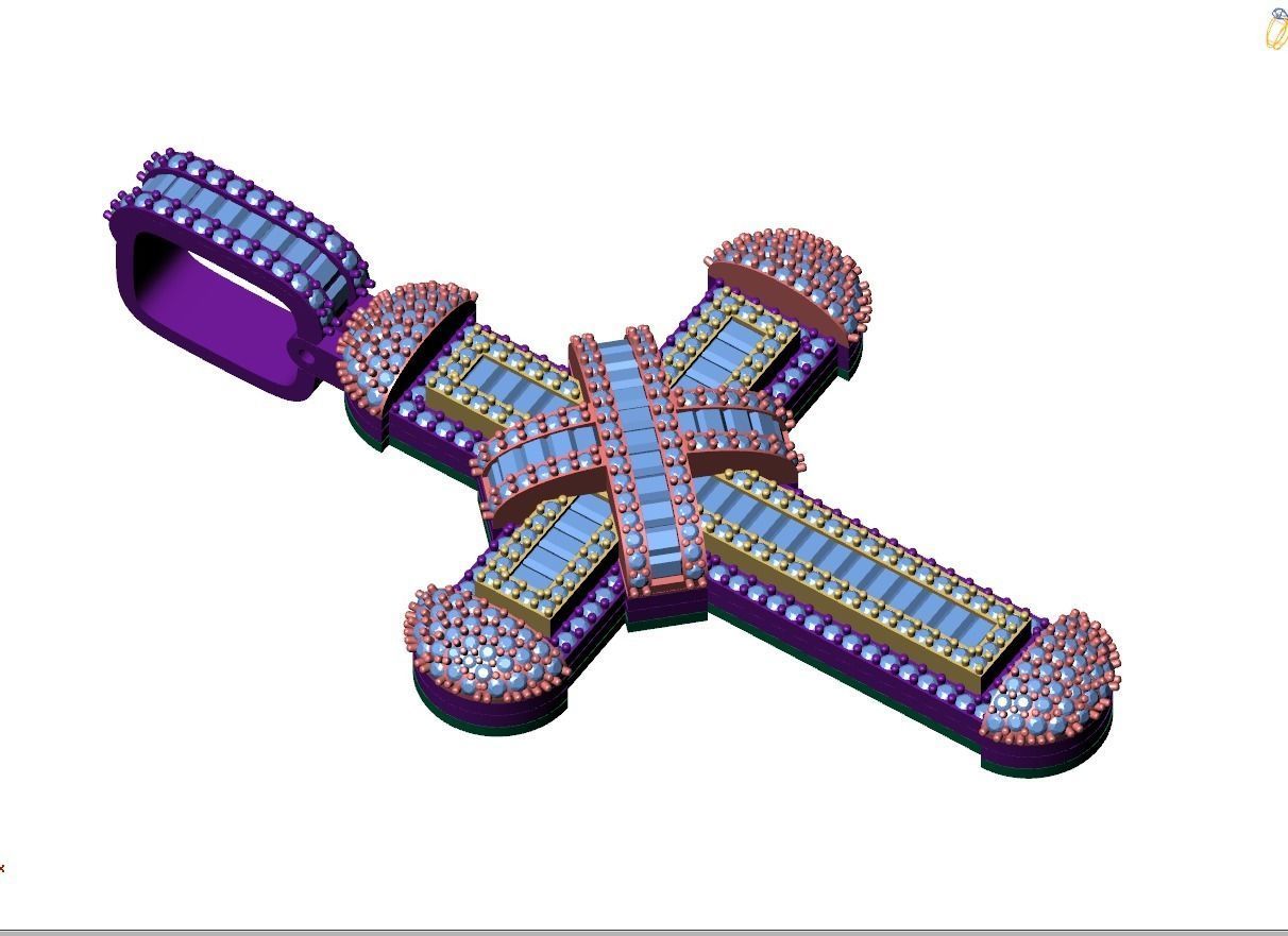 Custom Cross Diamond Pendant - Crucifixion Cross Necklace 3D print model_9