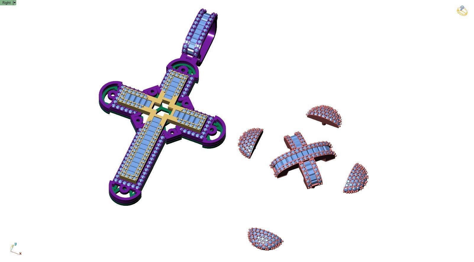 Custom Cross Diamond Pendant - Crucifixion Cross Necklace 3D print model_11