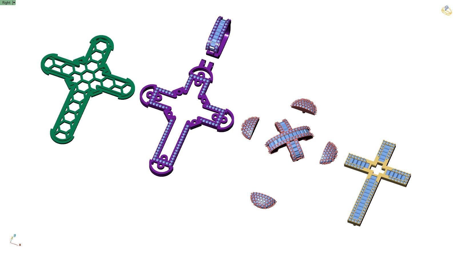 Custom Cross Diamond Pendant - Crucifixion Cross Necklace 3D print model_16