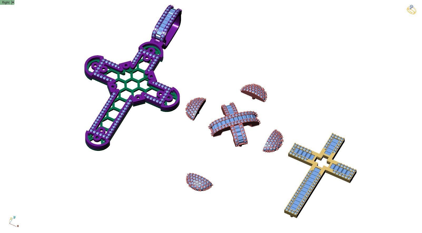 Custom Cross Diamond Pendant - Crucifixion Cross Necklace 3D print model_14