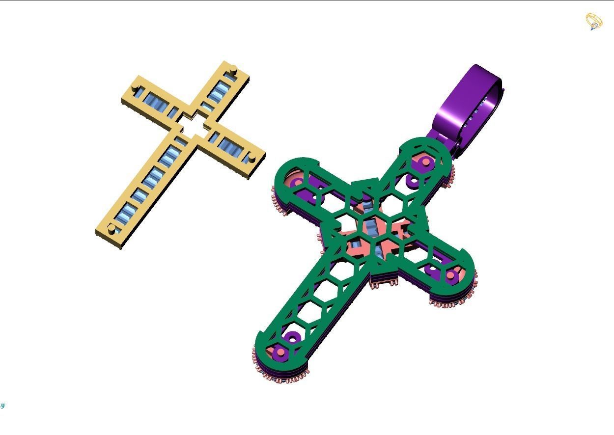 Custom Cross Diamond Pendant - Crucifixion Cross Necklace 3D print model_12