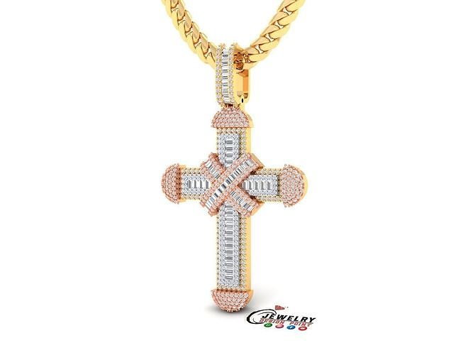 Custom Cross Diamond Pendant - Crucifixion Cross Necklace   3D print model