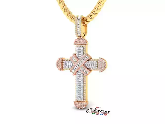 Custom Cross Diamond Pendant - Crucifixion Cross Necklace  