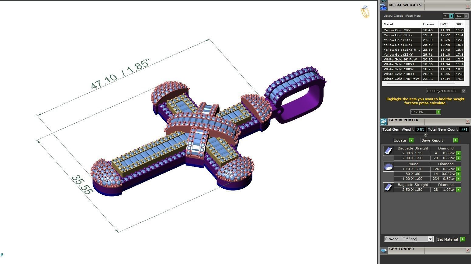 Custom Cross Diamond Pendant - Crucifixion Cross Necklace 3D print model_7