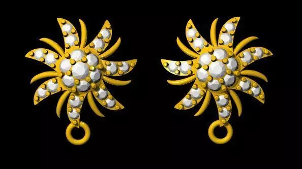 Studs Earrings 3dm and stl file 3D print model_0