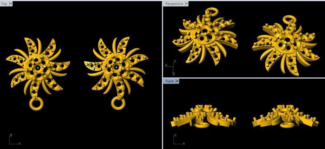 Studs Earrings 3dm and stl file 3D print model_2