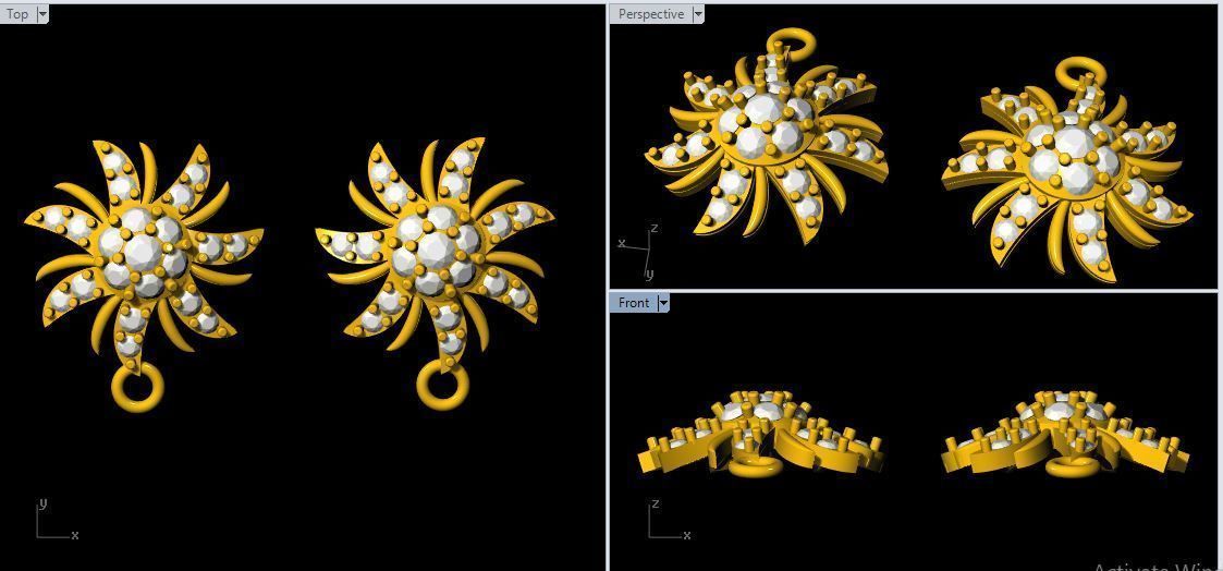 Studs Earrings 3dm and stl file 3D print model_1