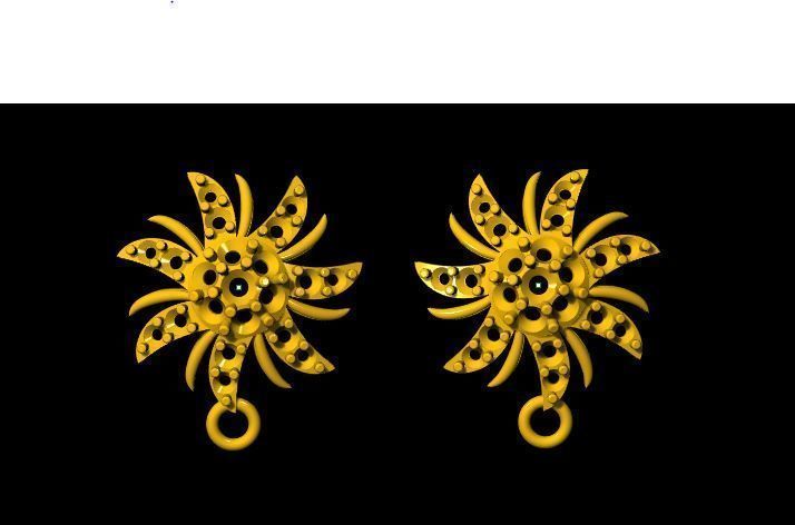 Studs Earrings 3dm and stl file 3D print model_3