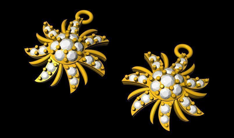 Studs Earrings 3dm and stl file 3D print model_4