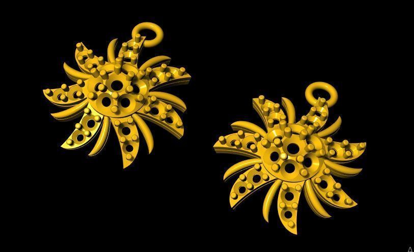 Studs Earrings 3dm and stl file 3D print model_5