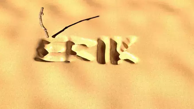 Drawing With Tree Branch In The Sand 3D model