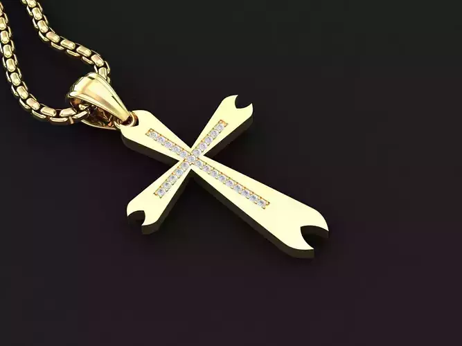High Cross Pendant Light Gold 18K 3CP017 3D print model