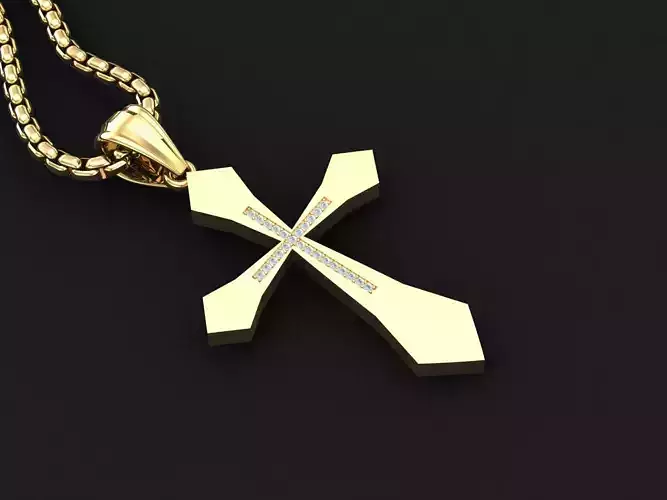 High Cross Pendant Light Gold 18K 3CP016 3D print model
