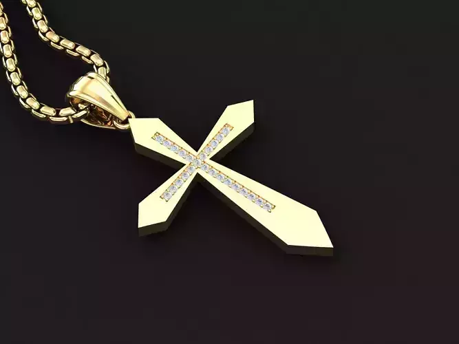 High Cross Pendant Light Gold 18K 3CP007 3D print model