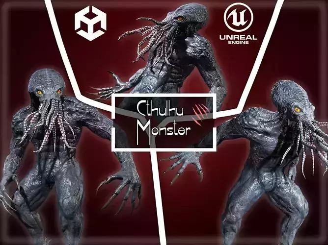 Cthulhu Monster Low-poly 3D model