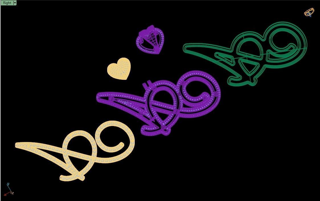 Custom Cursive Initial A Letter Diamond Pendant A to Z Alphabet 3D print model_17