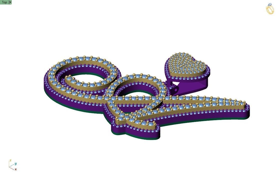 Custom Cursive Initial A Letter Diamond Pendant A to Z Alphabet 3D print model_8