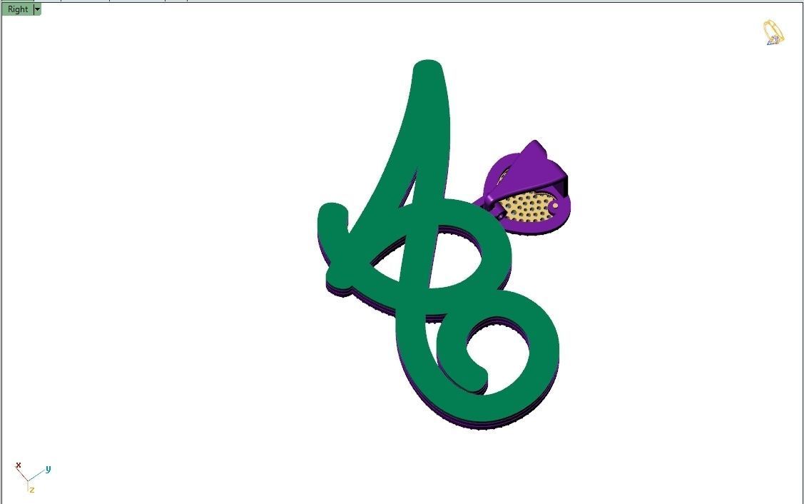 Custom Cursive Initial A Letter Diamond Pendant A to Z Alphabet 3D print model_10