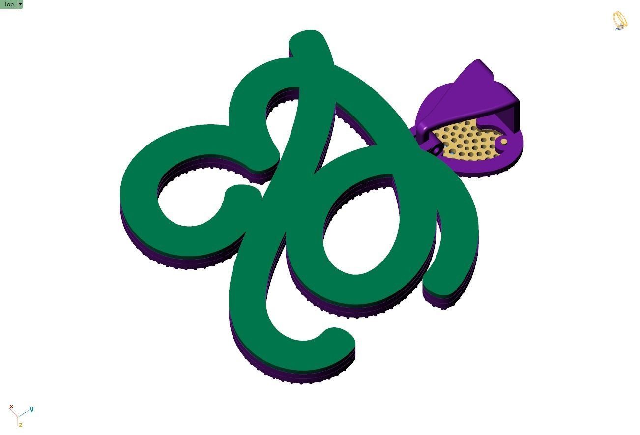 Custom Cursive Initial B Letter Diamond Pendant A to Z Alphabet 3D print model_10