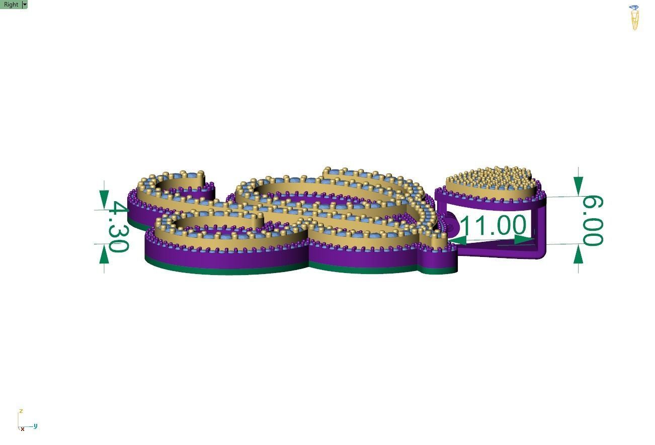 Custom Cursive Initial B Letter Diamond Pendant A to Z Alphabet 3D print model_7