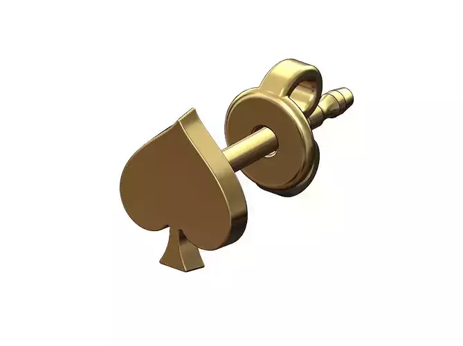 Ace of spades playing cards stud earring