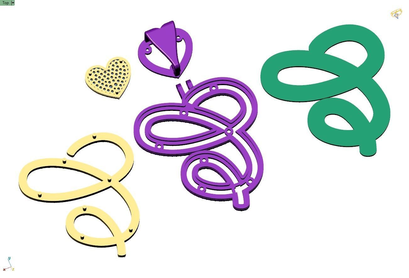 Custom Cursive Initial C Letter Diamond Pendant A to Z Alphabet 3D print model_14