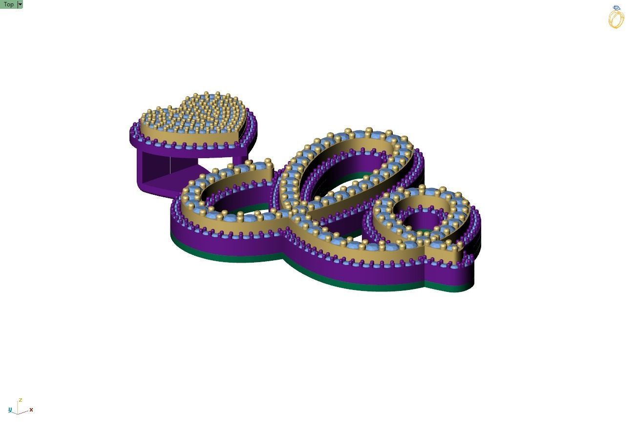 Custom Cursive Initial C Letter Diamond Pendant A to Z Alphabet 3D print model_8