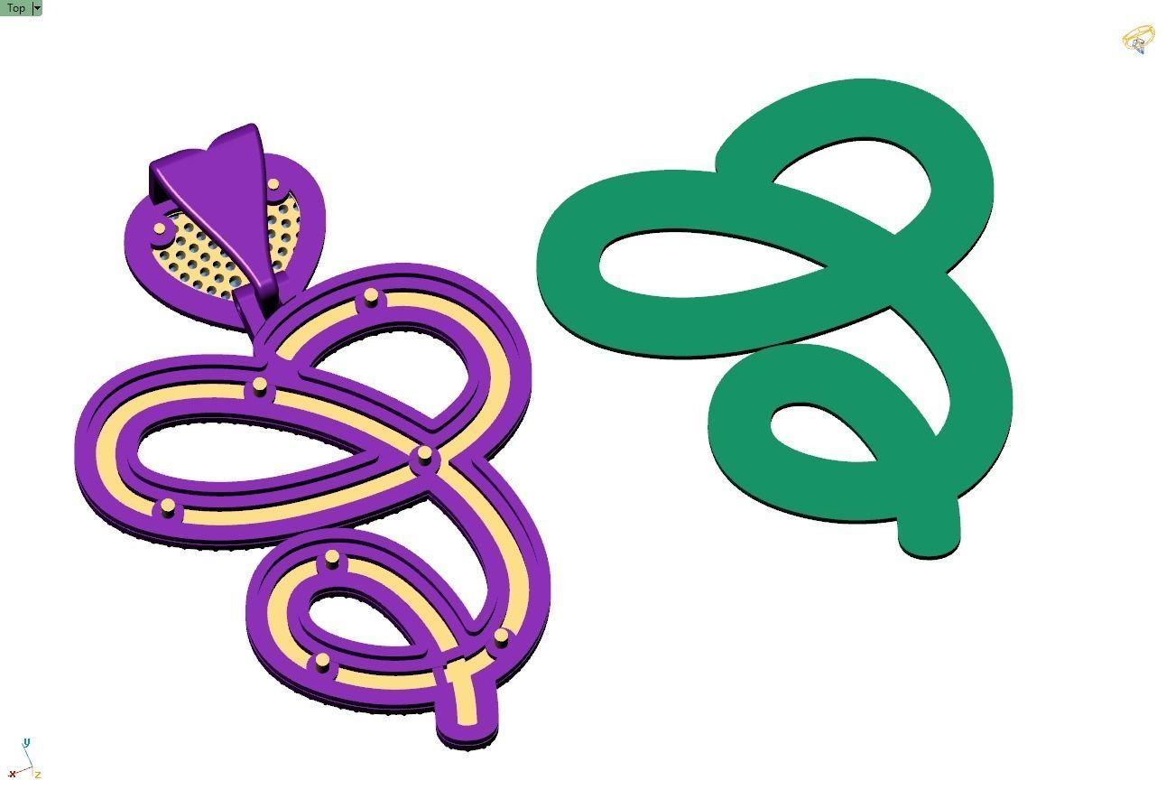 Custom Cursive Initial C Letter Diamond Pendant A to Z Alphabet 3D print model_11