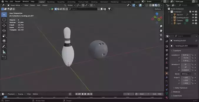 BOWLING Low-poly 3D model