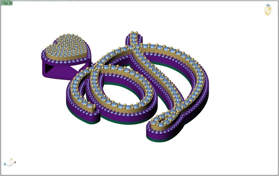 Custom Cursive Initial D Letter Diamond Pendant A to Z Alphabet 3D print model_10