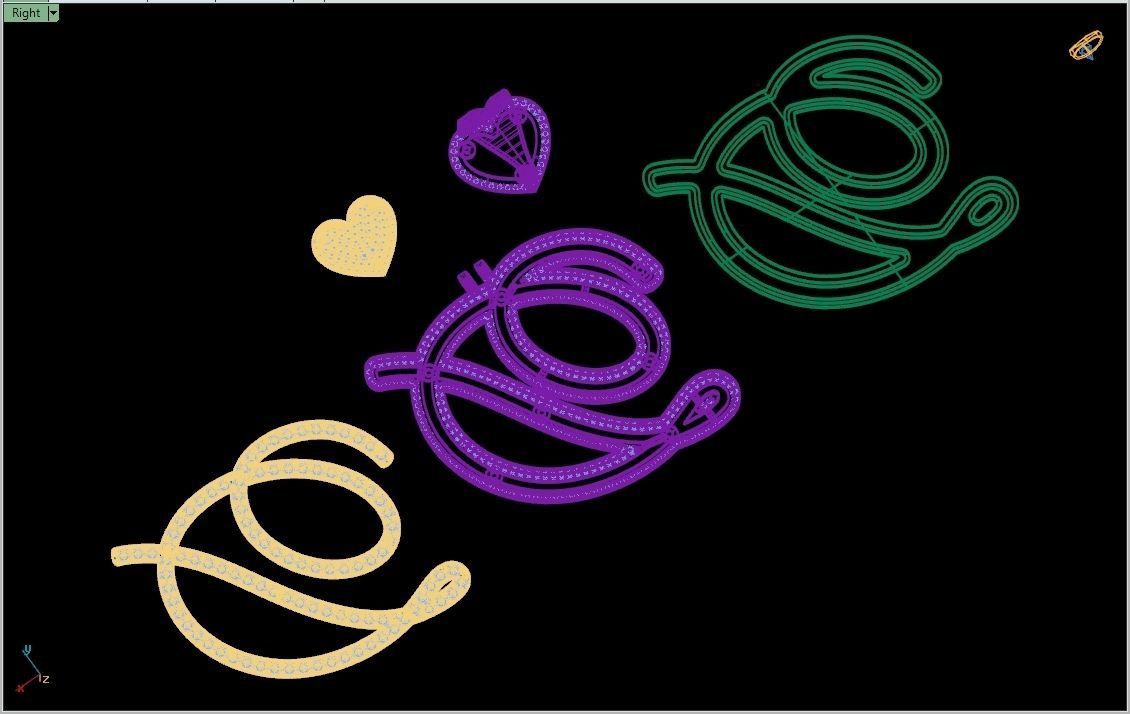 Custom Cursive Initial D Letter Diamond Pendant A to Z Alphabet 3D print model_18